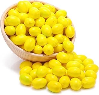 Amyhill 100 Pcs Mini Artificial Lemon Fake Fruit Faux Artificial Simulation Lemon Summer Realistic Kitchen Fruit Decor Lifelike Decoration for Home Kitchen Table, 1. 2 x 1. 8 Inch