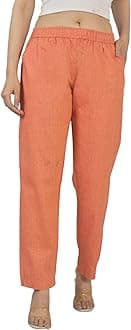 Women's Cotton Linen Pants, Regular Fit, Fully Elasticated, 2 Side Pockets