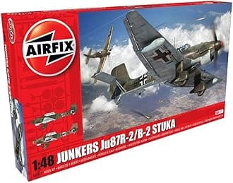 Airfix Junkers Ju87R-2/B-2 Stuka 1:48 WWII Military Aviation Plastic Model Kit A07115, Red