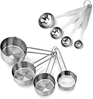 Stainless Steel Measuring Cups & Spoon Combo for Dry or Liquid/Kitchen Gadgets for Cooking & Baking Cakes/Measuring Cup Set Combo with Handles (Set of 4 Cups & 4 Spoons)