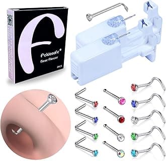 2 Pack Self Use Nose Piercing Gun Safe Nose Piercing Kit Tool Painless and Allergy Free Nose Piercer with Hypoallergenic Nose Studs