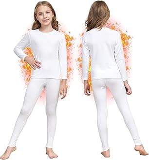 HEROBIKER Girls Ultra Soft Lined Thermal Underwear Kids Long Johns Top Bottom Set for Winter Skiing Warm