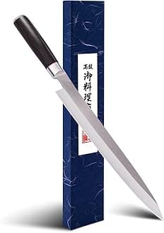 Sushi Knife 10.8 inches, Japanese Sashimi Knife with High Carbon Stainless Steel Blade,Ergonomic Wenge Wood Handle, Single Bevel Yanagiba Knife for Cutting Sushi & Sashimi, Fish Filleting