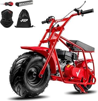 FRP Mini Dirt Bike GMB100, 99 CC Gas Powered Mini Bike 4 Stroke 3HP, Off Road for Kids and Adult, Trail Bike Up to 28 Mph, Weight Support Up to 220 LBS (RED)