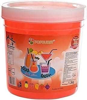 CNMART Fruity Popping Boba - Bursting Tapioca Pearls for Bubble Tea, Drinks & Dessert Toppings, 1.3kg (Strawberry)