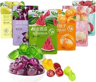 8 types Peeling Fruit Gummies,Peelable watermelon Fudge,Grape Lychee Orange Flavored Soft Candy,Chewing Candy,Chinese Sweets,Dessert,Healthy and nutritious candies Gift (mango,10bag)