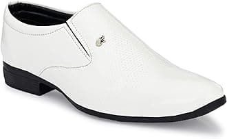 GELLWOJ Boys White Formal Shoes Black Synthetic Leather Formal Slip on Office, College Shoes for Boys
