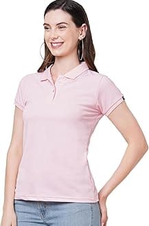 Womens Polo Collar Neck T-Shirt Top (Design: Solid)