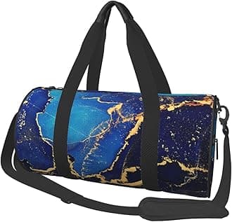 Gbuzozie Blue Marble Sports Gym Bag Travel Duffel Bag Shoes Compartment For Men Women Foldable Lightweight Yoga Gym Sports Bag