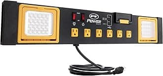 PERFORMANCE TOOL W2279 Commercial Grade Power Station with 6 Outlets, 2 USB Ports, Built-In Cradle, and LED Lights, Ideal for Workshops and Garages