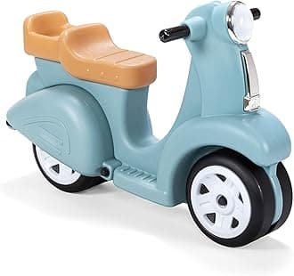 Step2 Kids Ride Along Scooter, Single Seater Easy to Store Ride On Toy with Rear Storage Slot, Suitable for Children both Boys and Girls Aged 18m and Above, Blue