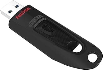 SANDISK Ultra USB Type-A Flash Drive 256GB (USB 3.0 Memory Stick up to 130MB/s transfer speeds, RescuePro Recovery Software, Password Protection, Durable) Black
