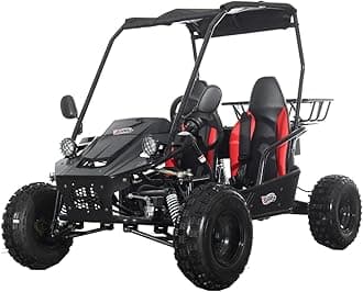 E-Rover 2000 Electric Kids Go Kart with Reverse and Rear Disc Brake! Big 8” Wheels！ (Black)