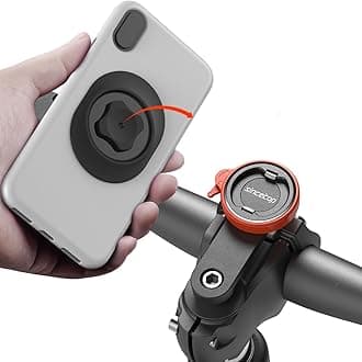 Bike Phone Mount,Mountain Bicycle Stem Cap Phone Holder,Universal Aluminum Handlebar Phone Clamp,MTB Road Bike Cycling Mobile Phone Clip,Quick Attach/Release-Orange【Series C-1st Gen】