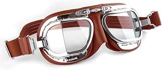HDM Halcyon Compact Classic Motorcycle Goggles/Flying Goggles - Red Leather