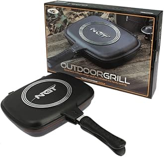 Aeuln NGT DOUBLE GRILL PAN NON STICK CONNECT PANS CARP FISHING COOKING CAMPING - COMES APART INTO 2 PANS IF NEEDED