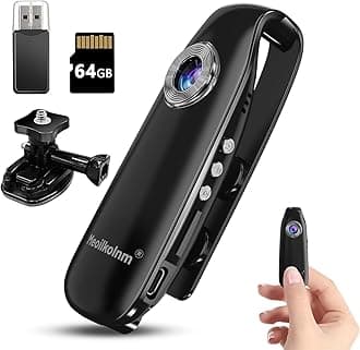 Meoilkolnm Mini Body Camera with Audio and Video Recording 1080P 64GB Motion Detection Video Recorder Wearable POV Camcorder with Magnetic Pocket Portable DV for Cycling,Pets,Walking,Travaling