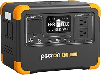 pecronPortable Power Station E500LFP, 576Wh LiFePO4 Battery, 2x600W AC Outlets Power Station, Fast Charging Solar Generator for Home Use, RV, Camping, CPAP, Emergencies