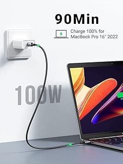 UGREEN USB C to USB C Cable, 100W 2-Pack Type C Charging Cable Fast Charging for MacBook Pro 2022, iPad Pro 2022, iPad Air 5, Samsung Galaxy S22 Ultra, Pixel, PS5, Switch and More 1.6ft