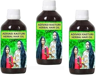 Men & Women's Adivasi Black Kasturi Herbal Hair Oil Natural Blend for Nourished For Dandruff Control & Healthy Silky & Luxuriant Hair 250ML -Pack Of PO3 (A_O_C_190436)
