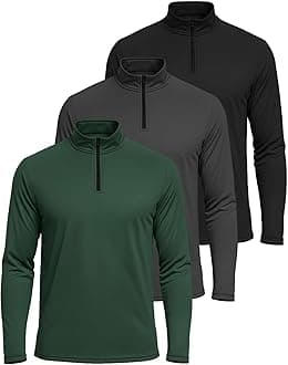 Real Essentials Mens Big and Tall King Size Quarter 1/4 Zip Pullover Long Sleeve Athletic Dry Fit Shirt Gym Running Golf Half Zip Top Workout Sweatshirts Sweater Jacket, Set 8, 4X, Pack of 3
