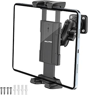 OHLPRO Tablet Wall Mount Holder, 360° Rotation for 5-13" iPad mini Pro Air, Fire HD, Galaxy Tab, Switch and Phone, Drilled Base with 3" Support Arm Stand, Adjustable Tilt