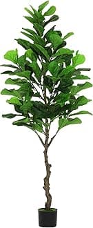 VIAGDO Artificial Fiddle Leaf Fig Tree 7ft Tall 122 Decorative Faux Fiddle Leaves Fake Fig Silk Tree in Pot Artificial Tree for Home Office Living Room Bathroom Corner Decor Indoor