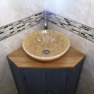 Grey Painted Bathroom Vanity Cabinet Corner Wash Unit & Marble Stone Basin 501BG (Bowl E)