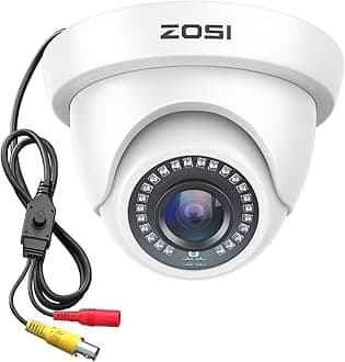 ZOSI 2.0MP HD 1080P 1920TVL Hybrid 4-in-1 TVI CVI AHD 960H CVBS CCTV Dome Security Camera Indoor Outdoor, 80ft Night Vision, IP66 Weatherproof for HD-TVI, AHD, CVI and CVBS/960H Analog DVR(White)
