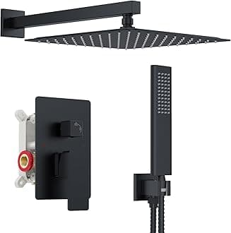 12 Inch Square Matte Black Gold Dual Function Shower System