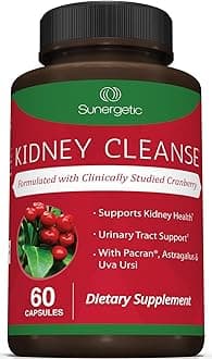 Sunergetic Premium Kidney Cleanse Supplement Powerful Kidney Support Formula with Cranberry Extract Helps Support Healthy Kidneys & Urinary Tract Support 60 Vegetarian Capsules