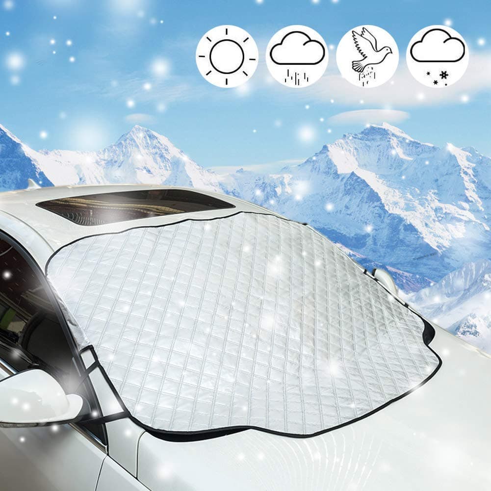 KKTICK Windshield Snow Ice Cover | Car Windscreen Ice Protector Covers | Car Windshield Protector | Universal Fits Most Cars & SUVs (72" x 46")