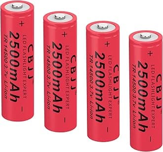 14500 Battery 3.7v li-ion Rechargeable 2500mah 14500 Rechargeable Batteries for flashlights (4pack 1025L)