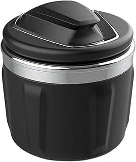 Car Ashtray Exclusively for BMW 1/3/5/7 Series and X1/X3/X5/X6, with LED Light and Lid, Detachable and Portable (Silver)