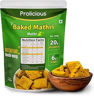 Baked Mathri | 10g Protein, High Fiber | Healthy Weightloss Snack | No Palm Oil, No Transfat | Made with Whole Foods | 250g