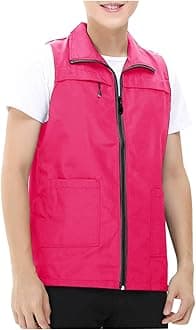 Mens Outdoor Vest Jacket Light Softshell Zip Outerwear Fishing Travel Work Safari Utility Cargo Vests for Hiking Golf