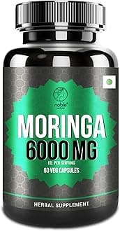 Noble Nature Moringa Capsules, Natural Energy Boost, Immune Support, and Antioxidant Powerhouse - 60 Veg Capsules - 6000mg per serving