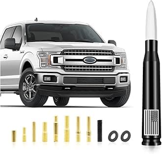 Car Antenna Mast, American Flag Aluminum Automobile Antenna Mast, 5.5 Inch AM/FM Radio Antenna with 9 Screws Adapter and 2 Rubber Rings, Auto Replacement Accessories for Car Truck SUV (Silver)