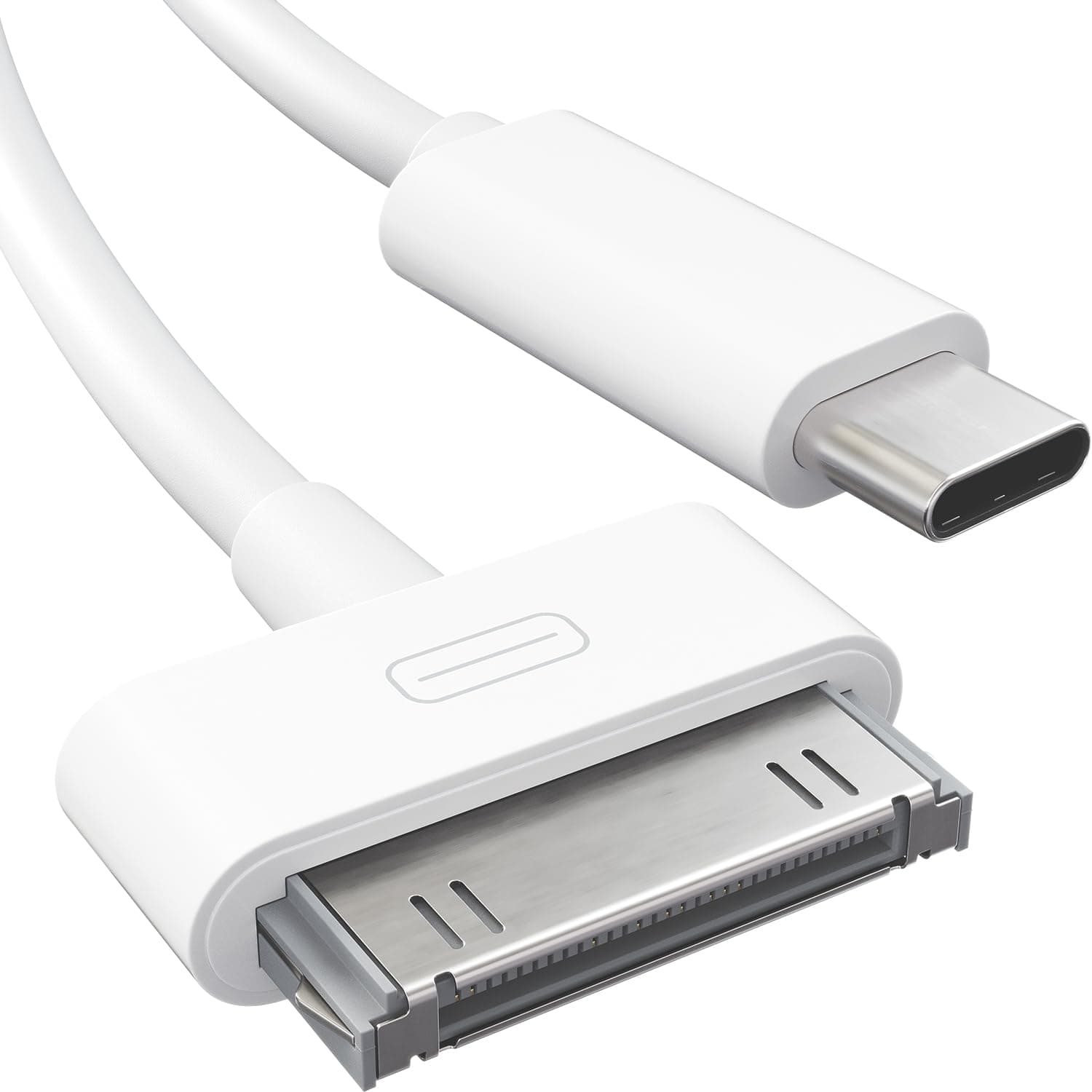30-Pin to USB C Adapter Cable for iPhone 4S/4/3G/3/1, iPad 3/2/1, iPod 3 – 3ft – Male to Male, White (Next-Generation Data/Charging Cable from USB-C to Dock Connector)