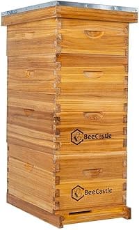 8 Frame Langstroth Bee Hive Coated with Beeswax Includes Beehive Frames and Waxed Foundations (2 Deep Boxes & 2 Medium Boxes)