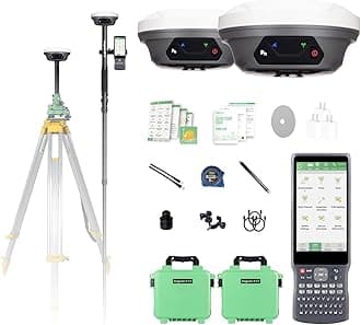 E1 Lite GNSS RTK Surveying Equipment, RTK GNSS GPS with IMU Rover & Base, GPS RTK Handheld Collector with Software, 1cm Accuracy, 1408 Channels, 60° Tilt Survey, 5km UHF Range