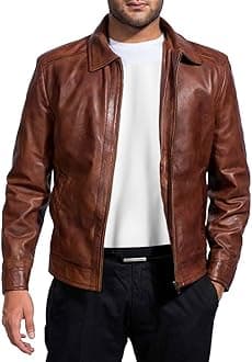 Desired JacketsMens Leather Jacket - Real Lambskin Classic Vintage Style Leather Jackets For Men Brown Leather Jacket for Mens