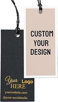 100 pcs Custom Hang Tags,Personalized Your Logo and Text Price Tags Jewelry Hang Tags Labels (1.75x2.5 inch)