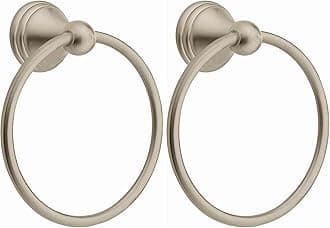 Moen Preston Collection Spot Resist Brushed Nickel 7-inch Bathroom Hand Towel Ring, Wall Mounted Towel Hanger, DN8486BN (Pack of 2)