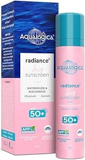 Aqualogica Radiance+ Dewy Sunscreen with Watermelon & Niacinamide with SPF 50 & PA++++ - 50g | Broad Spectrum SPF 50+ PA++++ | UVA/B & Blue Light Protection | Anti-Pollution Factor (APF) Technology | In Vivo Tested | deal for Oily Skin Type| Fragrance-Free & No White Cast | For Radiant Skin
