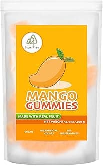 Tropical Fruit Gummies: Mango - Vegan Chewy Candy Made with Real Fruit, No Preservatives, Exotiv Flavors from Thailand - 14Oz Resealable Bag (1, Mango)