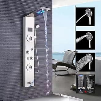 6-in-1 Stainless Steel 304 Shower Panel | Rainfall & Waterfall Shower | Body Massage Jets | Hand Shower | Tub Spout | Hot & Cold Mixer | Chrome Finish