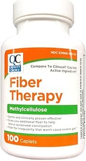 Quality Choice Fiber Therapy Caplets, 100 Count Gentle Fiber Laxative with Methylcellulose for Constipation Relief, Regularity Support, Gluten-Free, Non-Allergenic, Gentle & Effective