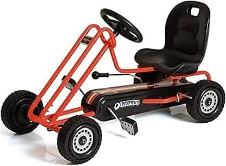 hauck Lightning Ride On Pedal Go Kart Toy with Ergonomic Adjustable Bucket Seat, Handbrake, and Sharp Handling for Boys and Girls, Orange