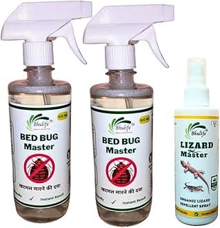 Organic Bedbug Killer Spray 500ML & Lizard Spray 100ML Combo |Natural Products | 500MLx2+100MLx1